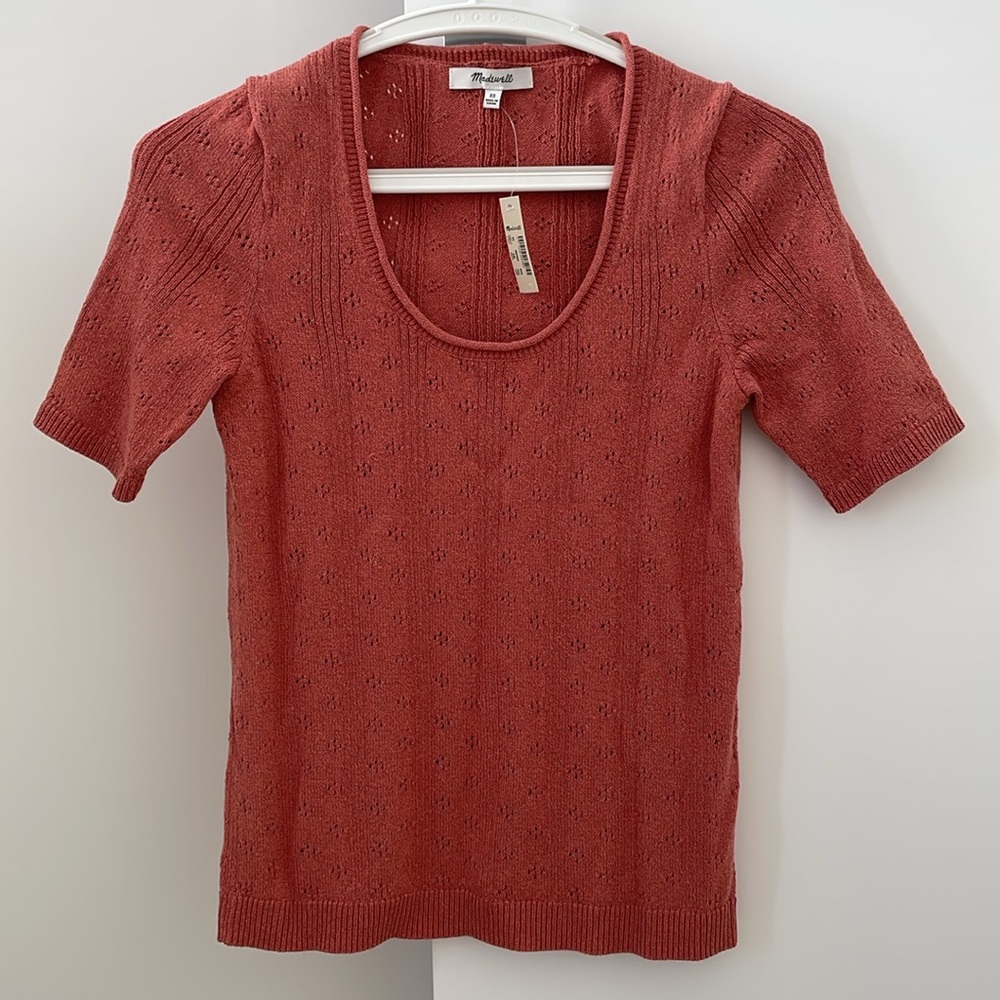 Madewell Pink Short Sleeve Tee with Textured Knit